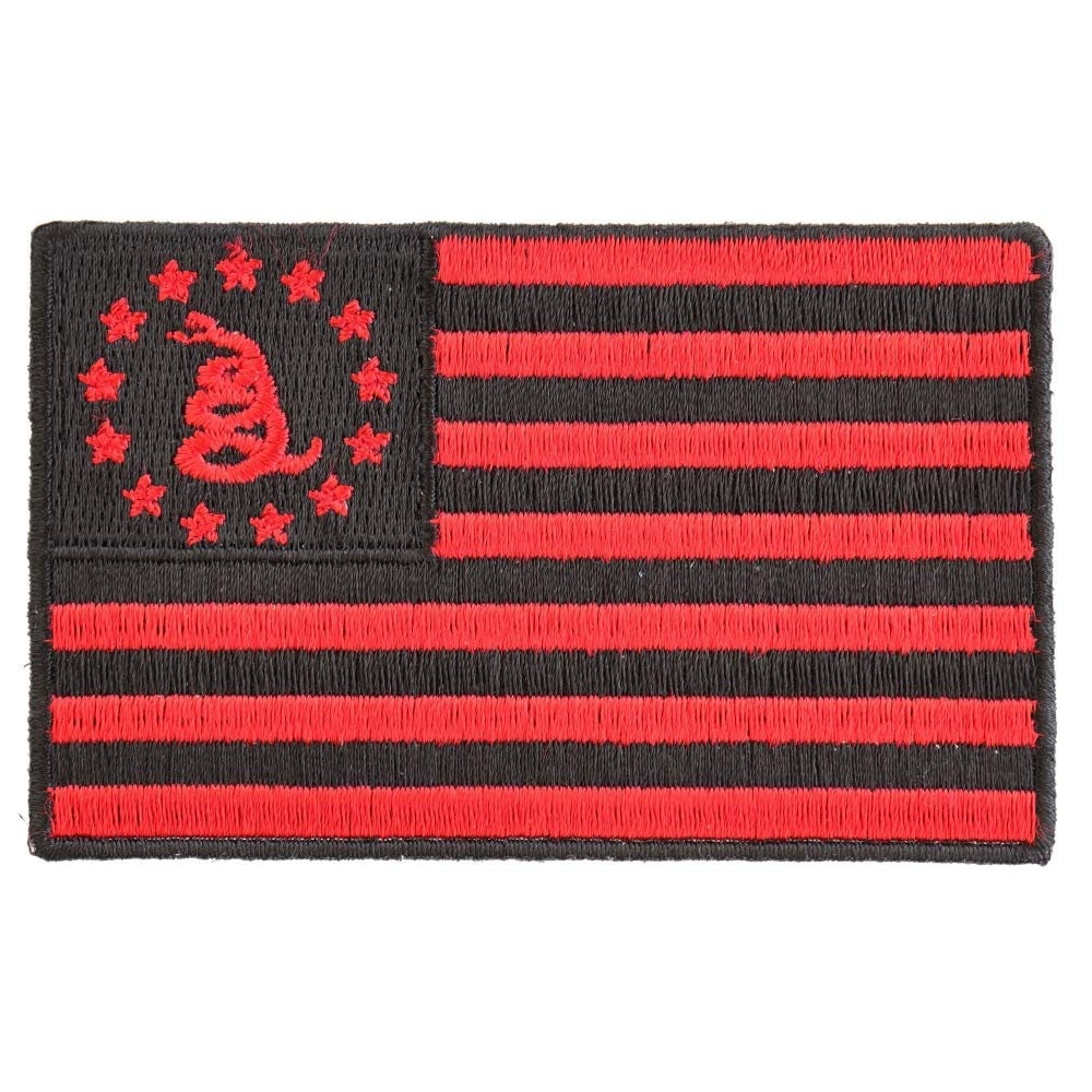 GADSDEN AMERICAN FLAG Red Black Firefighter Embroidered Patch Craft Supply