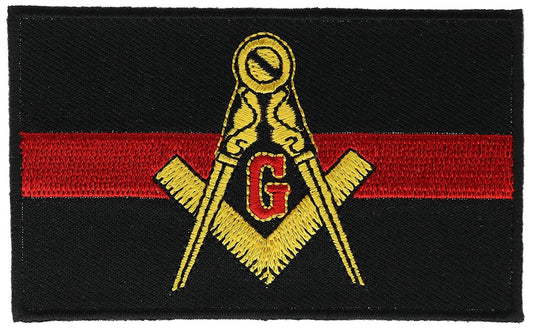 MASONIC THIN RED Line Firefighter Rescue Embroidered Patch