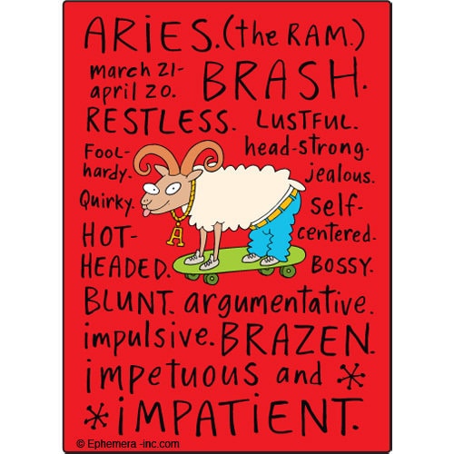 Aries Naughty Zodiac Sign Clayboys Funny RECTANGLE MAGNET Craft Supply