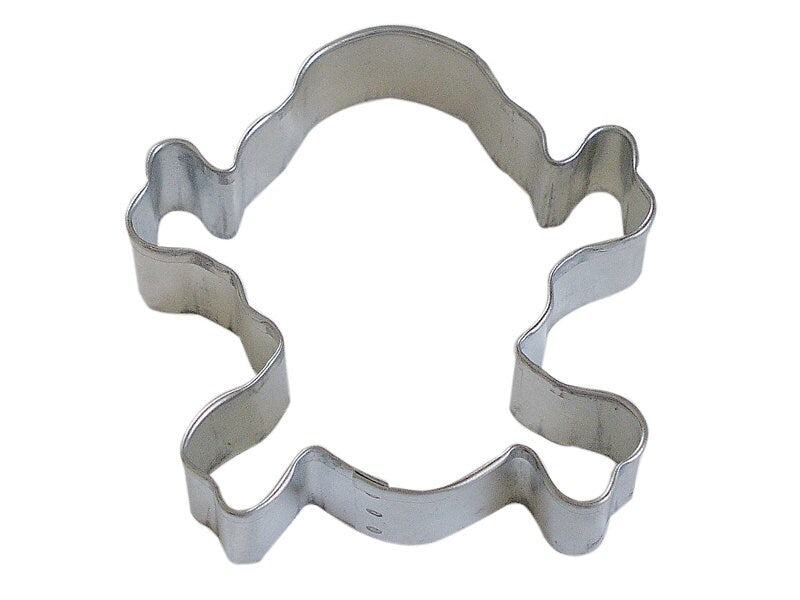 SKULL & CROSSBONES Cookie Cutter Metal 3.25 Inches - Halloween Funeral Casket Death Stencil Fondant
