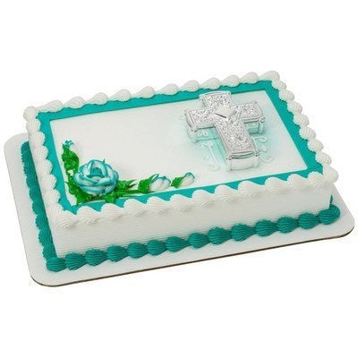 Silver Cross Cake Topper Decoration Keepsake Box for Baptism Church Decoset Craft Supply
