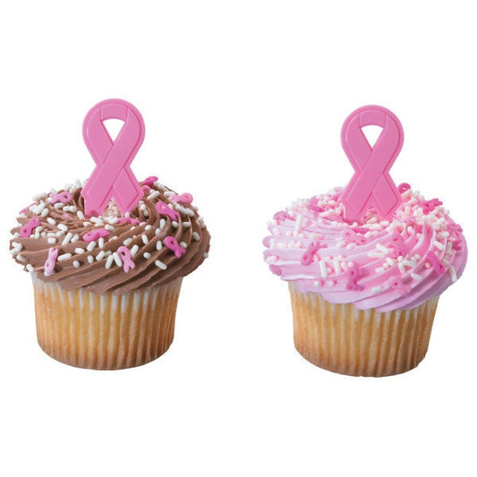 12 Pink Ribbon Cupcake Picks Cancer Awareness Toppers Cake Toppers Craft Supply