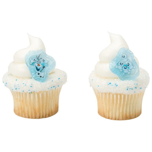 12 DISNEY FROZEN Cupcake Rings Fever Blizzard Buddy Olaf Cake Toppers for Birthday Party Decoration Craft Supply