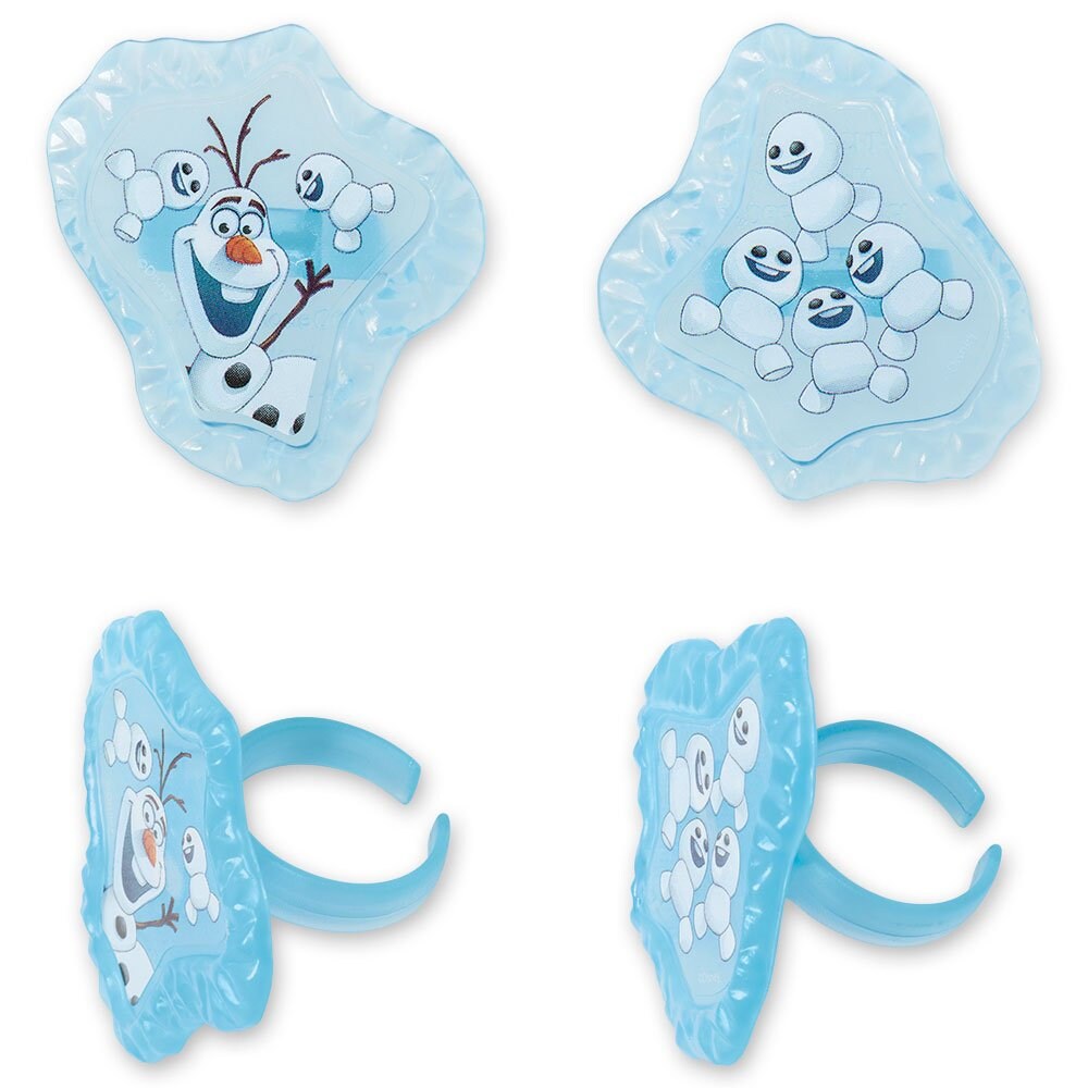 12 DISNEY FROZEN Cupcake Rings Fever Blizzard Buddy Olaf Cake Toppers for Birthday Party Decoration Craft Supply