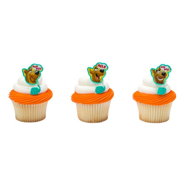 12 SCOOBY-DOO Cupcake Rings Ruh Roh Scooby-Doo! Cake Toppers for Birthday Party Decoration Craft Supply