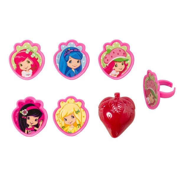 12 STRAWBERRY SHORTCAKE Cupcake Rings Friends Forever Cake Toppers for Birthday Party Decoration