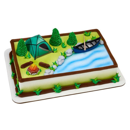 FIRESIDE CAMP Cake Topper Tent Canoe Paddle Cake Decoration Decoset Birthday Craft Supply