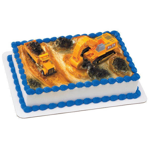 CONSTRUCTION DIG Cake Topper Dump Truck Crane Cake Decoration Decoset Birthday Craft Supply