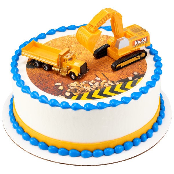 CONSTRUCTION DIG Cake Topper Dump Truck Crane Cake Decoration Decoset Birthday Craft Supply