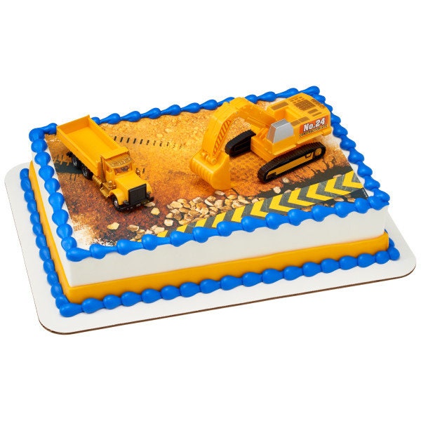 CONSTRUCTION DIG Cake Topper Dump Truck Crane Cake Decoration Decoset Birthday Craft Supply
