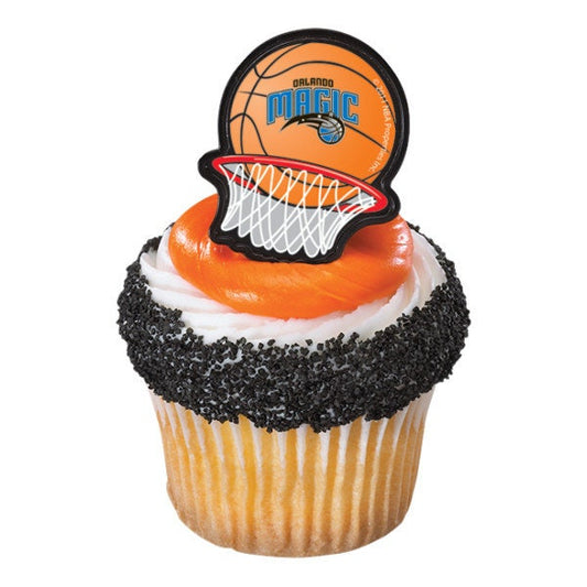 12 ORLANDO MAGIC Cupcake Rings NBA Cake Toppers for Birthday Party Decoration