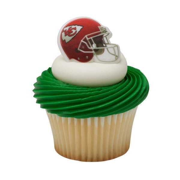 36 KANSAS CITY CHIEFS Cupcake Rings Nfl Cake Toppers for Birthday Party Decoration Super Bowl Craft Supply