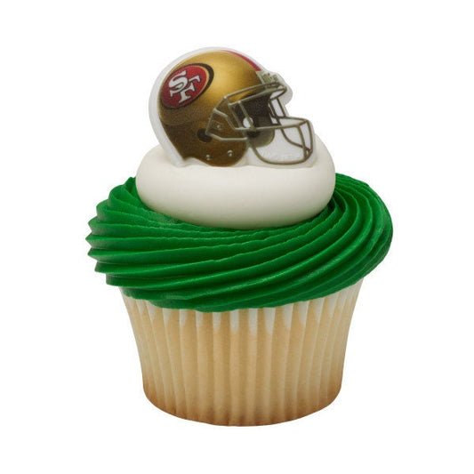 12 SAN FRANCISCO 49ERS Cupcake Rings NFL Cake Toppers for Birthday Party Decoration Craft Supply