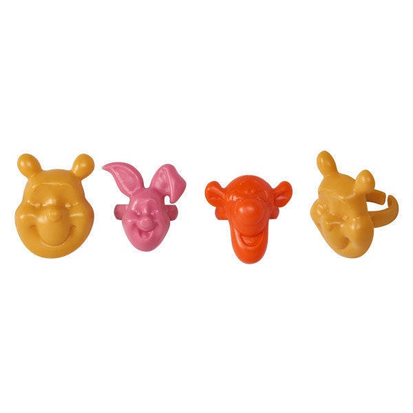 12 WINNIE THE POOH Cupcake Rings Piglet Eeyore Tigger Pooh Picks Cake Toppers Decoration Birthday Craft Supply