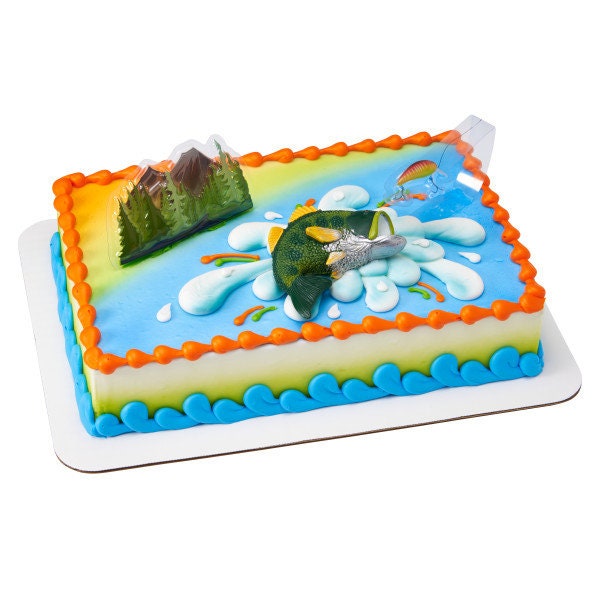 CATCHING The BIG ONE Cake Topper Fishing Hook Pole Tackle Cake Decoration Birthday Decoset