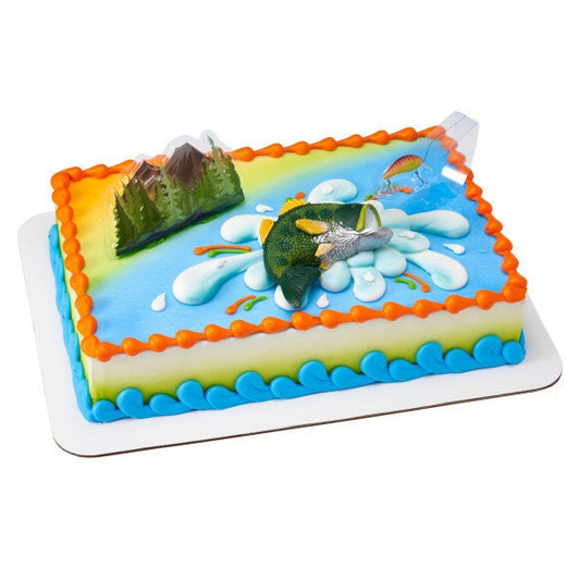 CATCHING The BIG ONE Cake Topper Fishing Hook Pole Tackle Cake Decoration Birthday Decoset