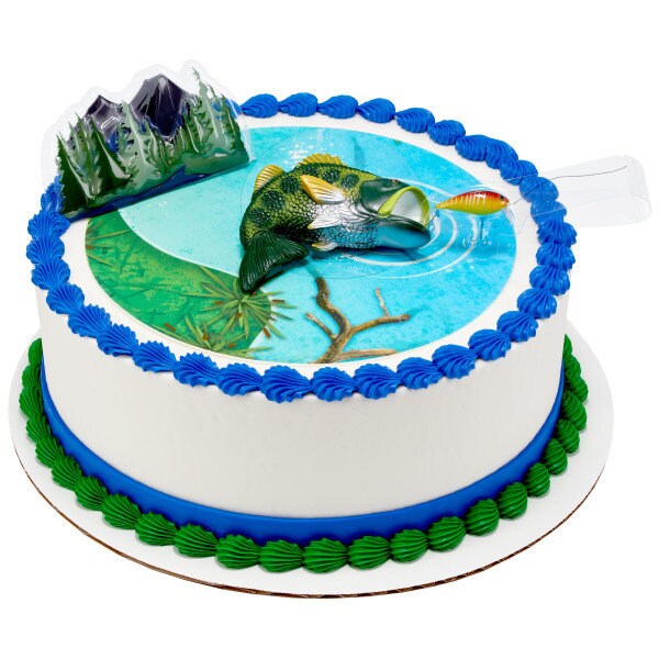CATCHING The BIG ONE Cake Topper Fishing Hook Pole Tackle Cake Decoration Birthday Decoset Craft Supply