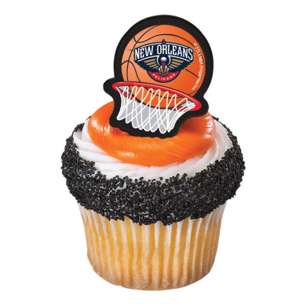 12 NEW ORLEANS PELICANS Cupcake Rings Nba Cake Toppers for Birthday Party Decoration