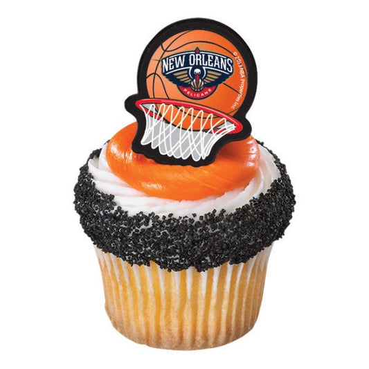 12 NEW ORLEANS PELICANS Cupcake Rings Nba Cake Toppers for Birthday Party Decoration Craft Supply