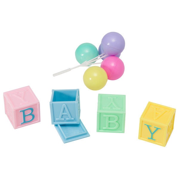 BABY BLOCKS Cake Topper Balloons Gender Reveal Baby Shower Cake Decoration Decoset Craft Supply