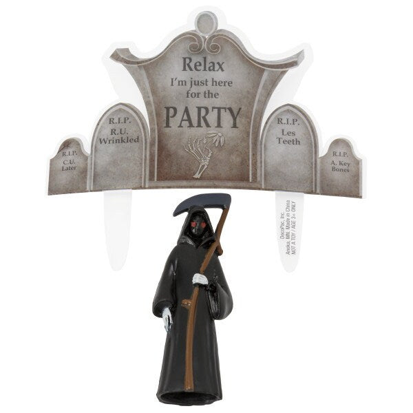 GRIM REAPER Gravestone Cake Topper Halloween Party Over The Hill Decoration Birthday Decoset Craft Supply