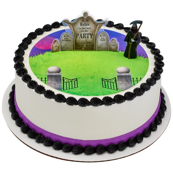 GRIM REAPER Gravestone Cake Topper Halloween Party Over The Hill Decoration Birthday Decoset Craft Supply