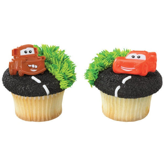 12 CARS MATER MCQUEEN Cupcake Rings Disney Movie Cake Toppers for Birthday Party Decoration Craft Supply