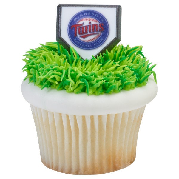 12 MINNESOTA TWINS Cupcake Rings MLB Home Plate Cake Toppers for Birthday Party Decoration Craft Supply