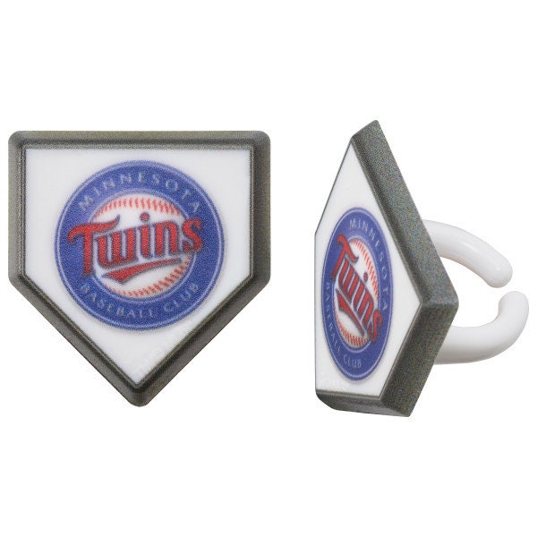12 MINNESOTA TWINS Cupcake Rings MLB Home Plate Cake Toppers for Birthday Party Decoration Craft Supply
