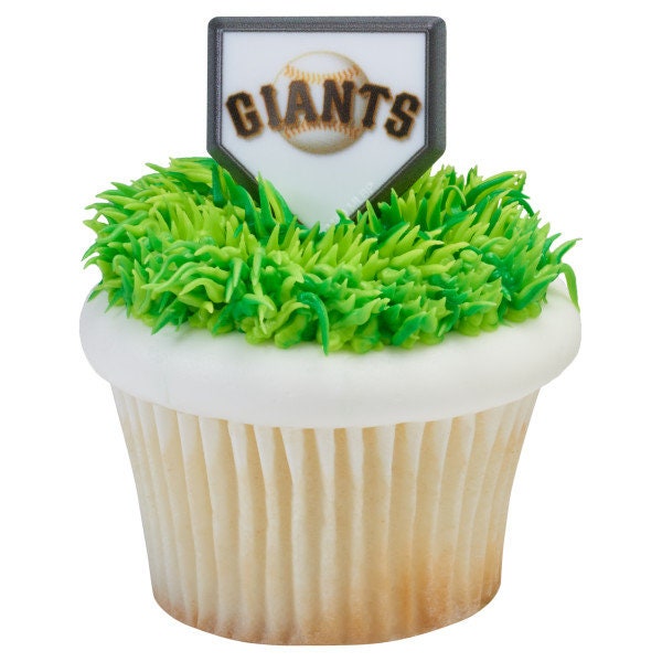 12 SAN FRANCISCO GIANTS Cupcake Rings Mlb Home Plate Cake Toppers for Birthday Party Decoration Craft Supply