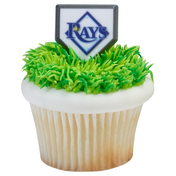 12 TAMPA BAY RAYS Cupcake Rings Mlb Home Plate Cake Toppers for Birthday Party Decoration Craft Supply