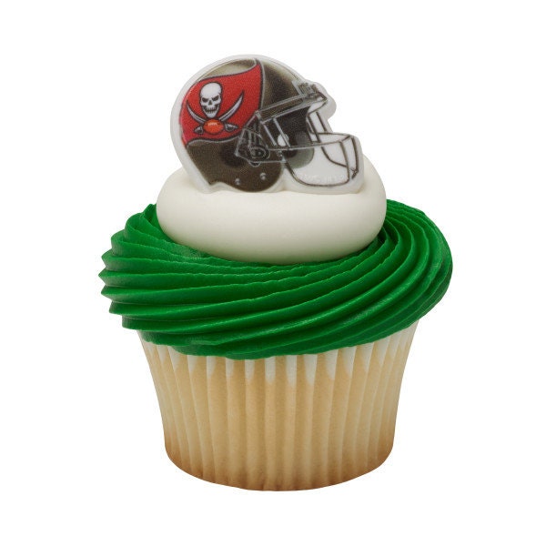 12 TAMPA BAY BUCCANEERS Cupcake Rings Nfl Cake Toppers for Birthday Party Decoration
