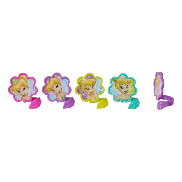 12 TINKERBELL Cupcake Rings I Believe in Fairies Tinker Bell Picks Cake Toppers Decoration Birthday Party Craft Supply