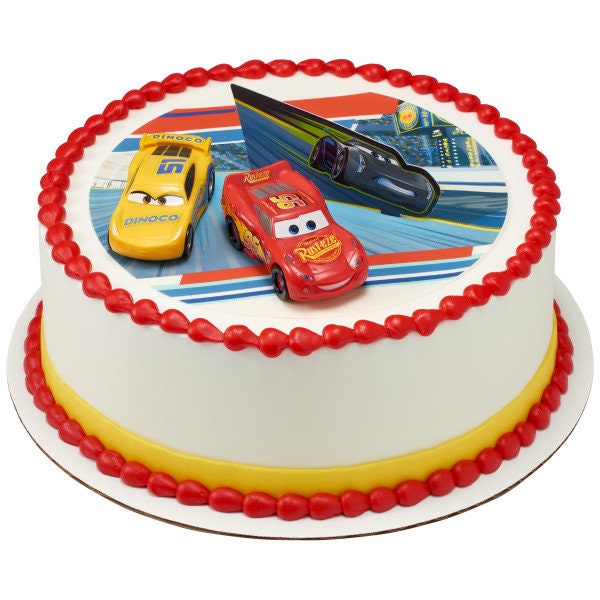 DISNEY CARS 3 Cake Topper Ahead of the Curve McQueen Cruz Party Cake Decoration Birthday Decoset