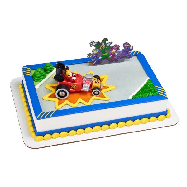 MICKEY MOUSE ROADSTER Cake Topper Racecar Goofy Donald Duck Party Cake Decoration Birthday Decoset