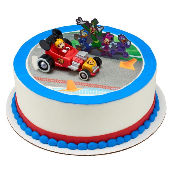 MICKEY MOUSE ROADSTER Cake Topper Racecar Goofy Donald Duck Party Cake Decoration Birthday Decoset