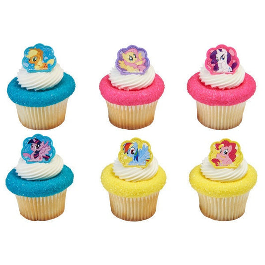 12 MY LITTLE PONY Cupcake Rings Cutie Beauty Cake Toppers Birthday Party Decoration Craft Supply