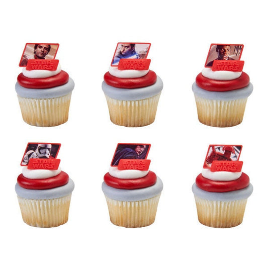 12 STAR WARS Cupcake Rings The Lost Jedi The Force Cake Toppers Birthday Party Decoration Craft Supply