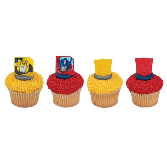 12 TRANSFORMERS Cupcake Rings Autobot Protectors Cake Toppers Birthday Party Decoration