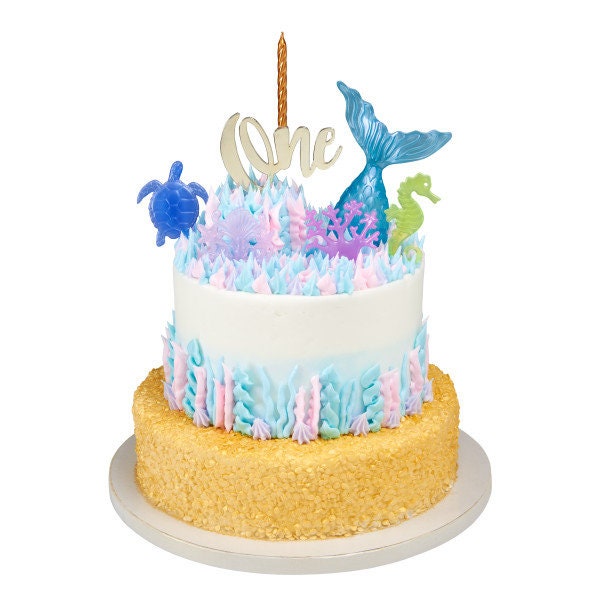 MYSTICAL MERMAID Cake Topper Seahorse Crown Tail Fantasy Decoration Decoset Birthday Craft Supply