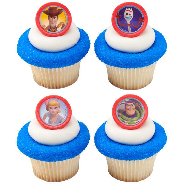 TOY STORY 4 Cupcake Rings (12) Toys Play Disney Woody Buzz Cake Toppers Birthday Party Decoration Picks