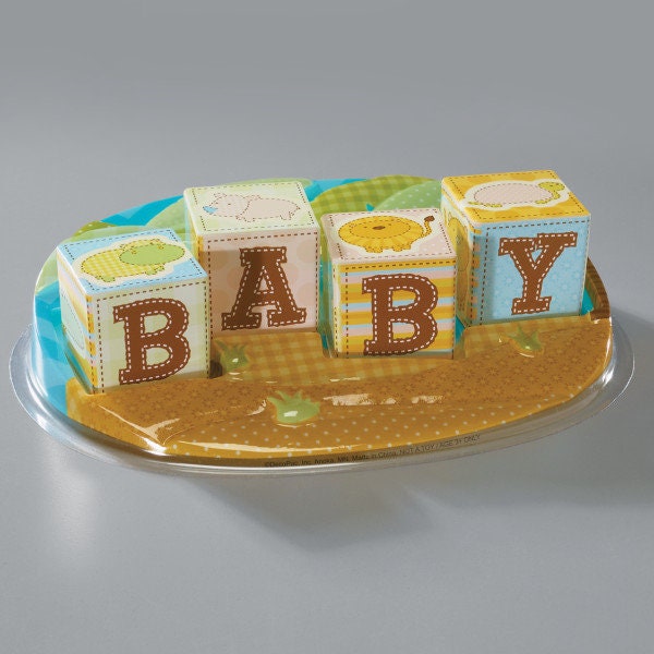 SAFARI BABIES Cake Topper Baby Shower Blocks Hippo Lion Cake Decoration Decoset Craft Supply