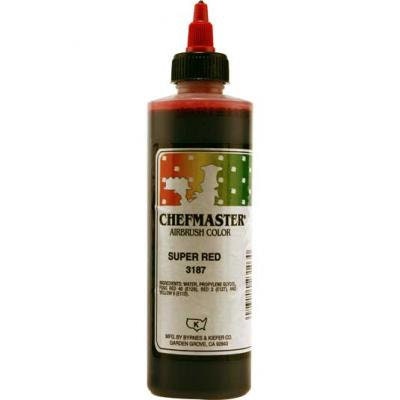 SUPER RED Chefmaster Airbrush Color 9-Ounce - Custom Cake Cupcake Decorating Craft Supply