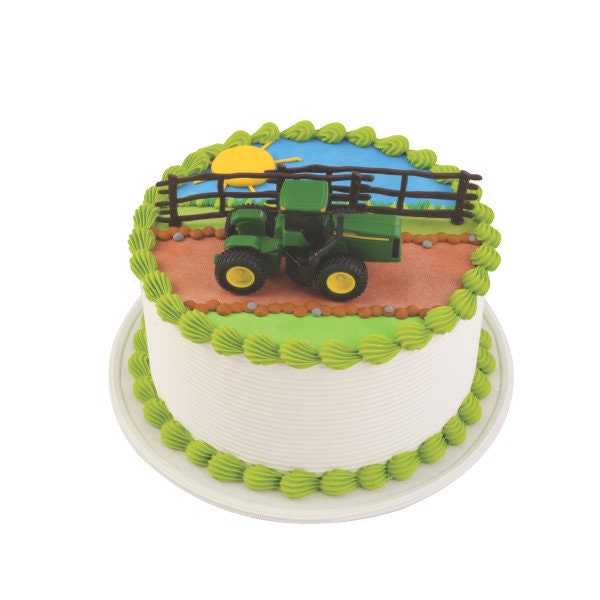 JOHN DEERE Cake Topper Tractor Farm Fence Birthday Party Cake Decoration Decoset
