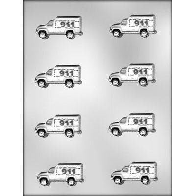 Ambulance Chocolate Candy Mold -- EMT First Responder 911 Truck Paramedic EMS Soap Craft Supply