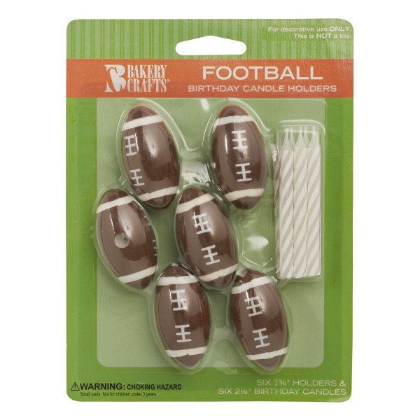 FOOTBALL Candle Holder Set With Candles Cupcake Cake Toppers Birthday Party Decoration Team Craft Supply