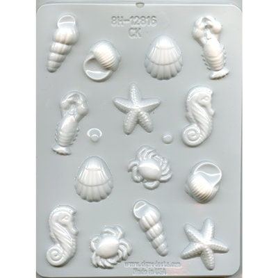 SEA CREATURES Hard Candy Mold -- Seahorse Shells Starfish Lobster Nautical Pieces