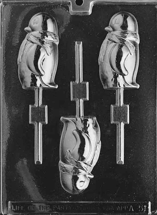 PENGUIN WITH SCARF Lolly Sucker Chocolate Candy Mold Craft Supply