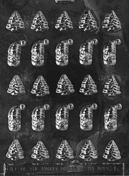 CHRISTMAS TREES SANTA Bite Size Chocolate Candy Mold Craft Supply