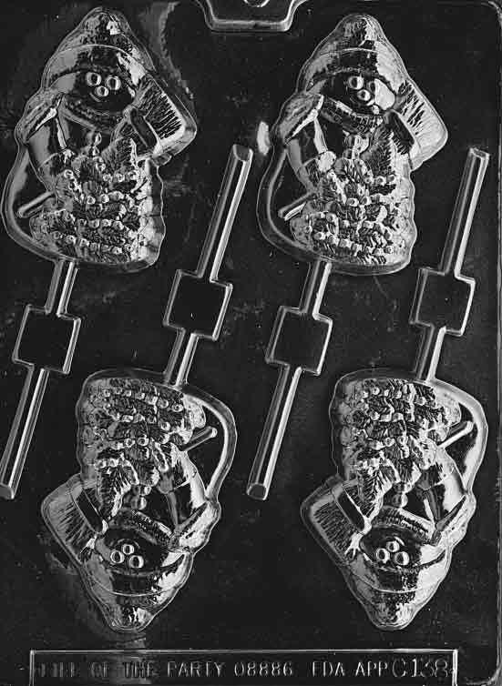 SNOWMAN WITH TREE Lolly Christmas Sucker Chocolate Candy Mold Craft Supply